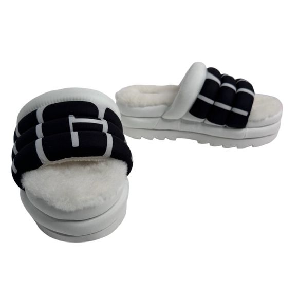 Ugg Maxi Slide Logo Platform In White Women's Size 8 NWT NO Box - Picture 3 of 16